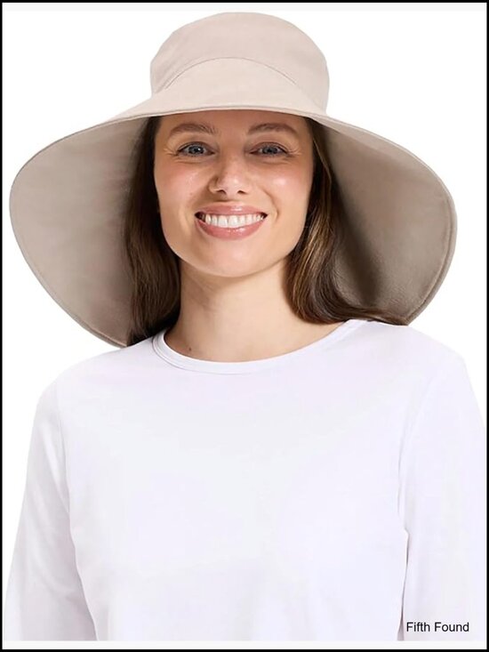 Ultra-Wide Cotton Linen Sun Hat UPF 50+ Packable Adjustable Ponytail Hole main image 7